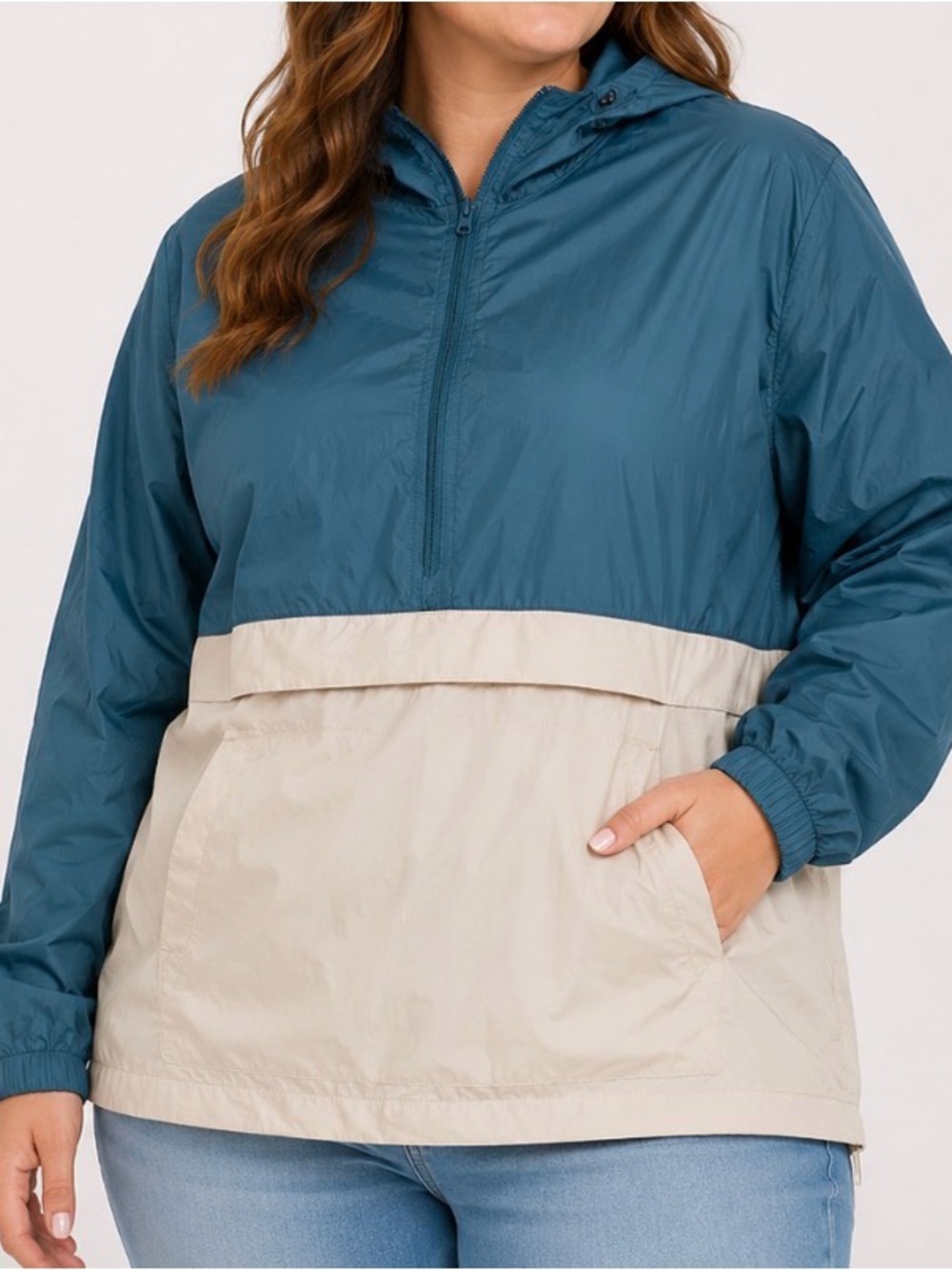 Old Navy Lightweight Hooded Windbreaker/rain Jacket in Teal and Cream SZ LG